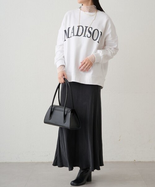 2点 ラウンジドレス シーナリー シアーニット ロンT ホワイト 重ね着　長袖 Loungedress（ラウンジドレス） tシャツ シアーチュールハイネックプル