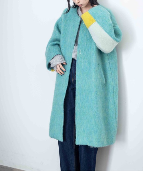 Eimee Law」 ノーカラーコート 38 アイボリー レディース Eimee Law ビスチェレイヤードノーカラーパイピングJK 【