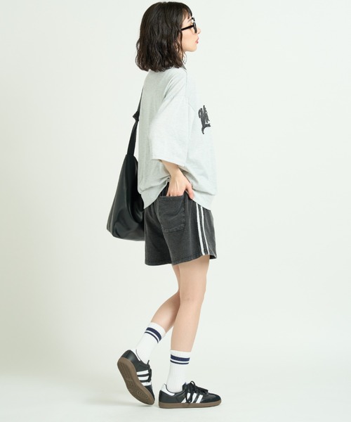 A.D.C.L. パンツ カットデニム サイドライン トラックショートパンツ
