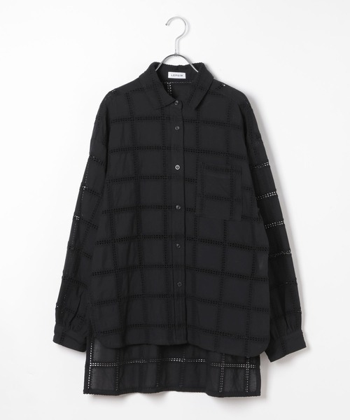 希少 visvim プルオーバー 長袖シャツ チュニック ブラック L LEPSIM（レプシィム） ブラウス シャツ スクエア刺繍シャツチュニック