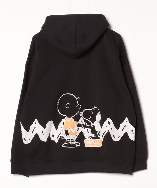 「PEANUTS」 ワンポイントプルオーバーパーカー L ブラック レディース_画像2