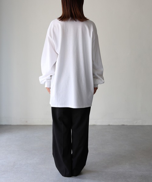 「Riberry」 「GILDAN」長袖カットソー LARGE ホワイト×グリーン レディース_画像9