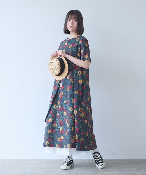 bulle de savon（ビュルデサボン） ワンピース 半袖 すももプリント