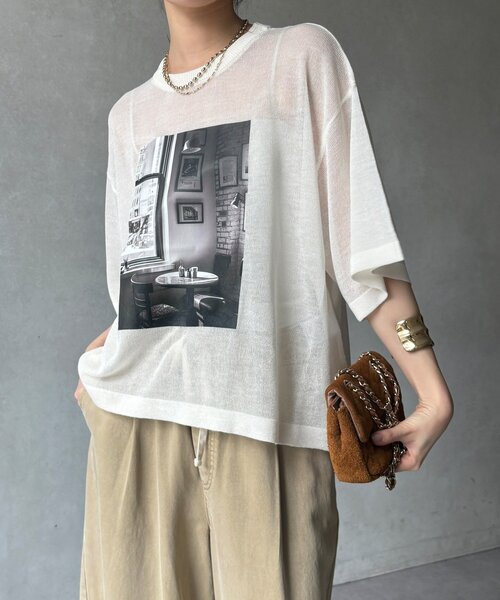 DouDou（ドゥドゥ） tシャツ 「WEB限定」プリントシアーニットプル