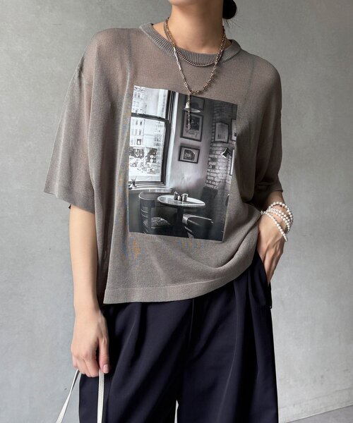 DouDou（ドゥドゥ） tシャツ 「WEB限定」プリントシアーニットプル