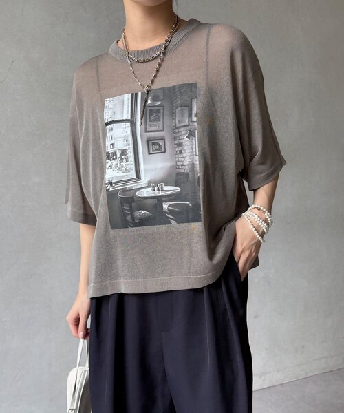 DouDou（ドゥドゥ） tシャツ 「WEB限定」プリントシアーニットプル