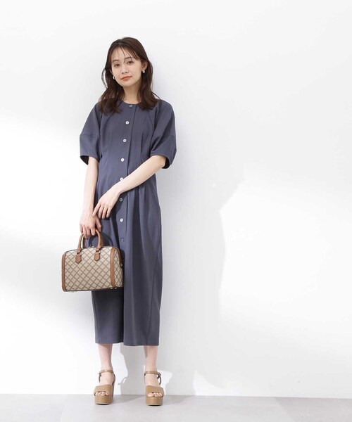 「N.(N. Natural Beauty Basic)」 半袖ワンピース MEDIUM グリーン レディース_画像3