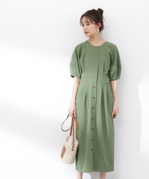 「N.(N. Natural Beauty Basic)」 半袖ワンピース MEDIUM グリーン レディース_画像4