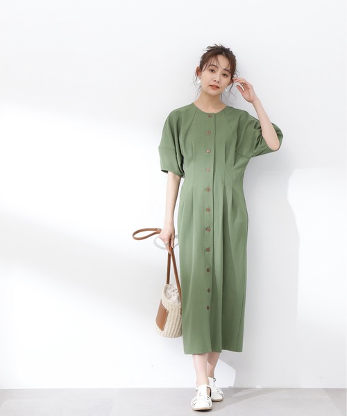 「N.(N. Natural Beauty Basic)」 半袖ワンピース MEDIUM グリーン レディース_画像5