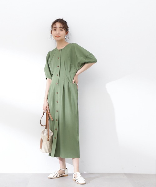 「N.(N. Natural Beauty Basic)」 半袖ワンピース MEDIUM グリーン レディース_画像8