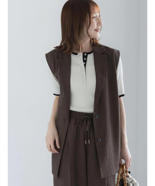 TTECHI （ティーチ） ワッフジレワッシャー加工ジレ Te chichi（テチチ） ベスト ジレ 「通気性/UVカット/イージーケア」麻
