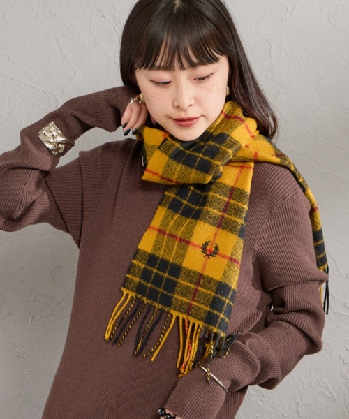 【FRED PERRY】マフラー/スカーフ/チェック/ウール/刺繍/ロゴ/新品 FRED PERRY（フレッドペリー） マフラー ストール 「WEB限定」「FRED