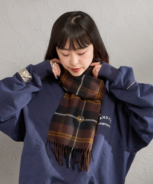 【FRED PERRY】マフラー/スカーフ/チェック/ウール/刺繍/ロゴ/新品 FRED PERRY（フレッドペリー） マフラー ストール 「WEB限定」「FRED