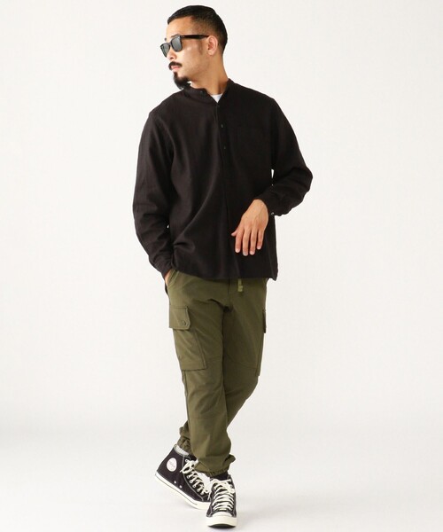 BEAMS+（ビームスプラス） シャツ Band Collar Pullover Cotton Linen