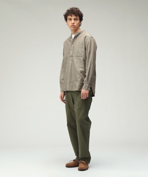 BEAMS+（ビームスプラス） シャツ Band Collar Pullover Cotton Linen