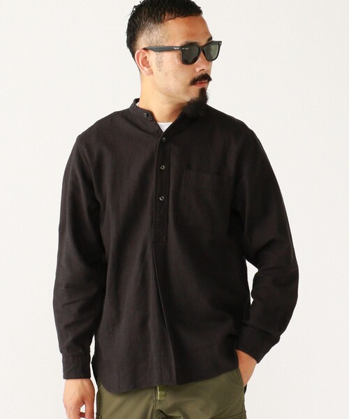 BEAMS+（ビームスプラス） シャツ Band Collar Pullover Cotton Linen