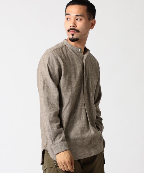 BEAMS+（ビームスプラス） シャツ Band Collar Pullover Cotton Linen