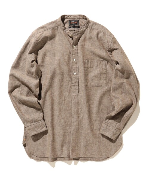 BEAMS+（ビームスプラス） シャツ Band Collar Pullover Cotton Linen