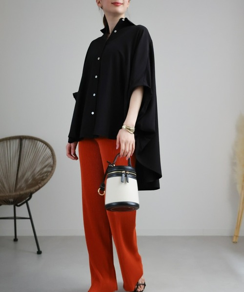 shetokyo aloma ブラウス 0サイズ AOYAMA 【洋服の青山】オールシーズン ブルー スキッパーカラー