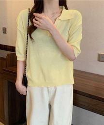 Mangrove ニット セーター ハーフスリーブスキッパーポロニット
