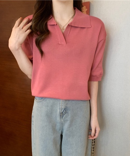 Mangrove ニット セーター ハーフスリーブスキッパーポロニット