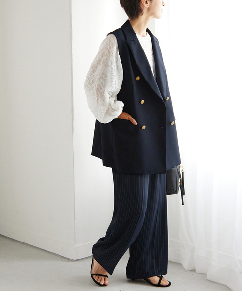 ジャーナルスタンダードレリューム　relume ロングベスト　紺　ネイビー　ボア ジャーナルスタンダードレリューム relume ロングベスト 紺
