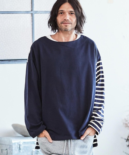CAMBIO tシャツ mlt4425-フレンチボーダーボートネック