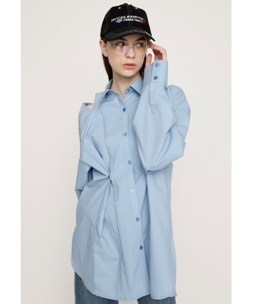 ブラウス シャツ スラッシュオーバーサイズシャツ / Slash Oversize Shirts レディース SERACE（セラス）の「【SERACE】Oversize side cord sheer shirt
