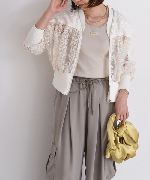 美品　エイミーロウ　レースドッキングブルゾン Eimee Law ジャケット ブルゾン レースドッキングブルゾン