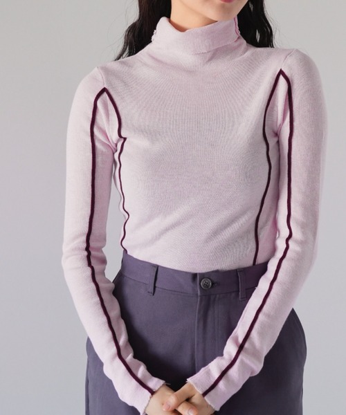 tシャツ 「ZOZO限定」ライン タートルネック リブニット レディース