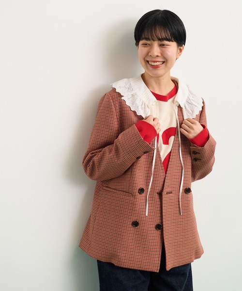 Dot&Stripes CHILD WOMAN ノーカラーウールジャケット 新着ファッション - Dot&Stripes CHILD WOMAN ノーカラーウール