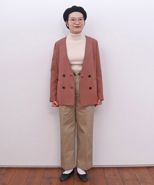 Dot&Stripes CHILD WOMAN ノーカラーウールジャケット 公式 ストアファッション - Dot&Stripes CHILD WOMAN ノーカラー