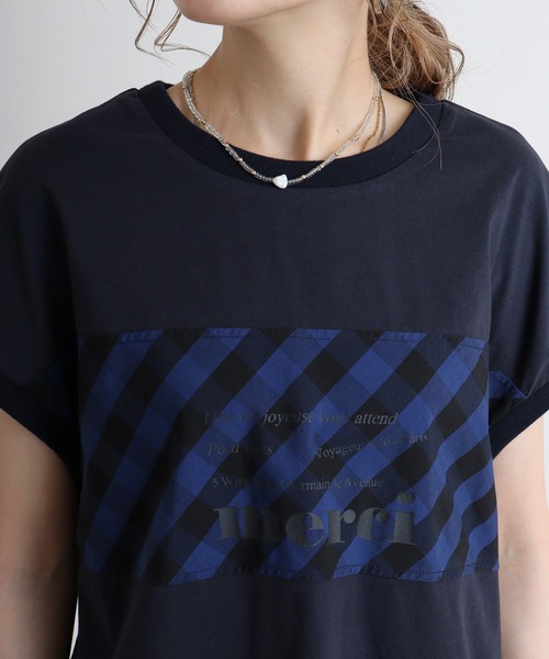 tシャツ Eglantine チェック切替カットソー レディース EGLANTINE tシャツ Eglantine チェック切替カットソー