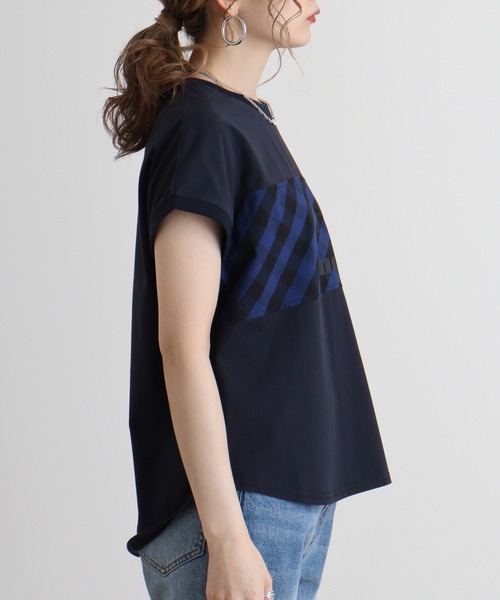 tシャツ Eglantine チェック切替カットソー レディース EGLANTINE tシャツ Eglantine チェック切替カットソー