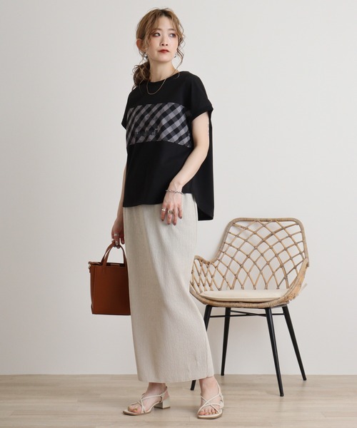 tシャツ Eglantine チェック切替カットソー レディース EGLANTINE tシャツ Eglantine チェック切替カットソー