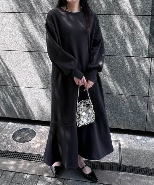 RANAN（ラナン） ワンピース 裏起毛ペプラムスウェットワンピース