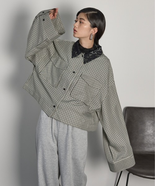極希少　23ss TAUPE トープ　レースオープンカラーシャツ　ブラック　3 TAUPE（トープ）の「TAUPE/トープ/GEOMETRIC JQ LOOSE SHIRTS