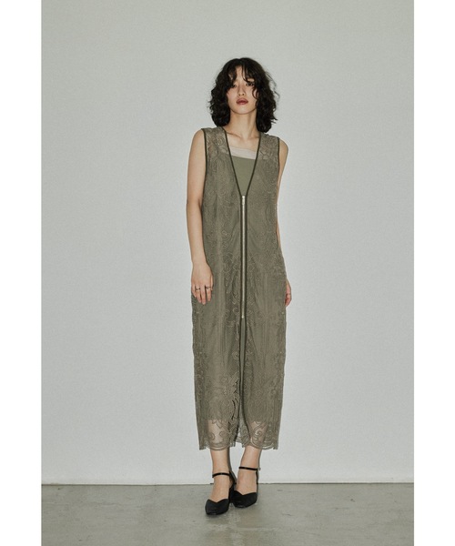 【ANDRESD】 ケミカルレースジッパードレス chemical lace zipper dress | ANDRESD