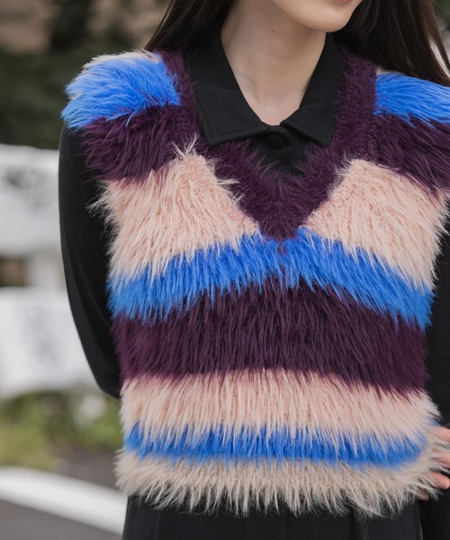 【AMERICAN RAG CIE】フェザーVネックニットベスト AMERICAN RAG CIE ニット セーター フェザーVネックニットベスト