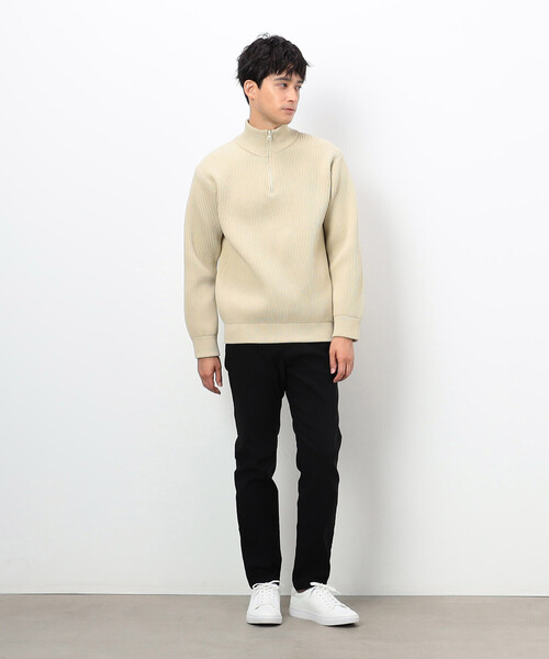 COMME CA ISM（コムサイズム） セーター ニット 両畦編み ハーフジップ