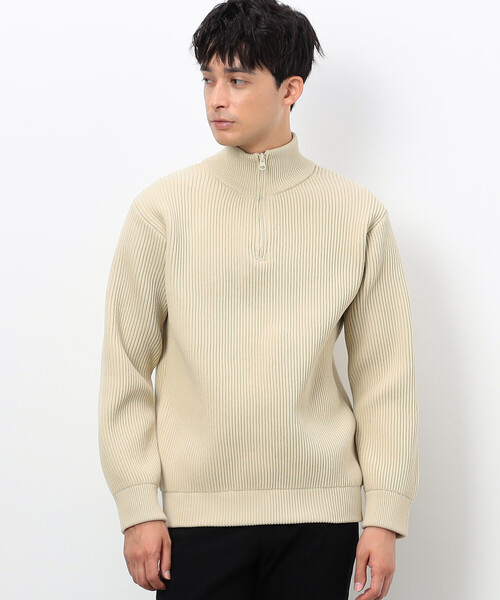 COMME CA ISM（コムサイズム） セーター ニット 両畦編み ハーフジップ