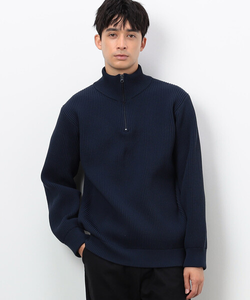 COMME CA ISM（コムサイズム） セーター ニット 両畦編み ハーフジップ 