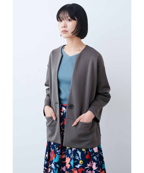 カットソー、ジャケット、スカート、カーディガン IEDIT（イディット） カーディガン ダンボールカットソー素材のノー