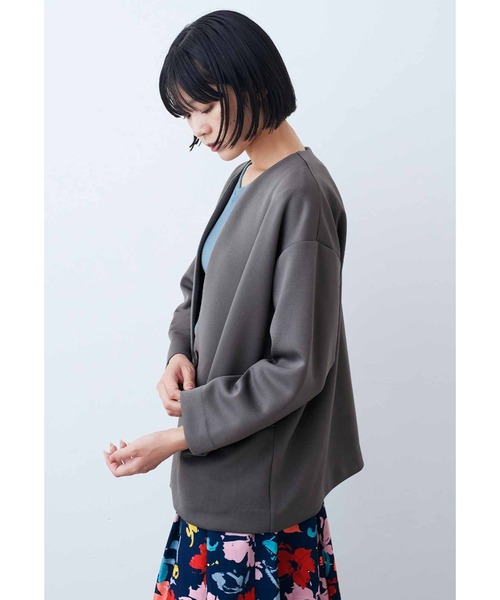 IEDIT（イディット） カーディガン ダンボールカットソー素材のノー