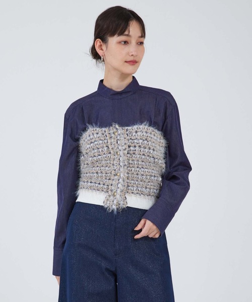 チューブトップ ベアトップ ツィードニットビスチェ/秋服/冬服_9