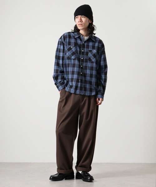 FUNALIVE シャツ ビッグシルエット ビエラ チェックシャツ