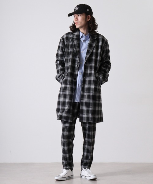 24ans チェックチェスターコート チェックチェスターコート-Unisex