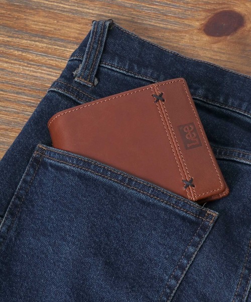 Lee（リー） 二つ折り財布 財布 レザー ステッチ クロスワックスコード