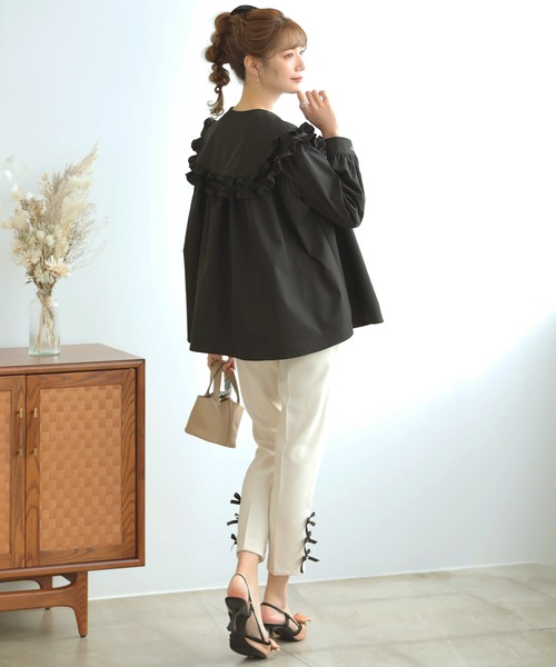 ブラウス シャツ ダブルフリルブラウス レディース MERAKI（ファッション） ブラウス シャツ ダブルフリルカラー