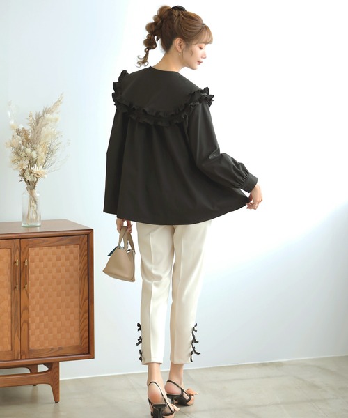 MERAKI（ファッション） ブラウス シャツ ダブルフリルカラー
